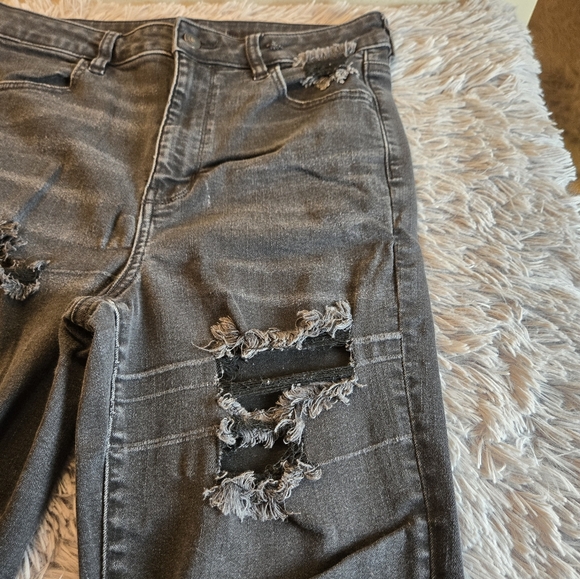 American Eagle Next Level Stretch Hi Rise Jeggings 12 R Black - Picture 11 of 16